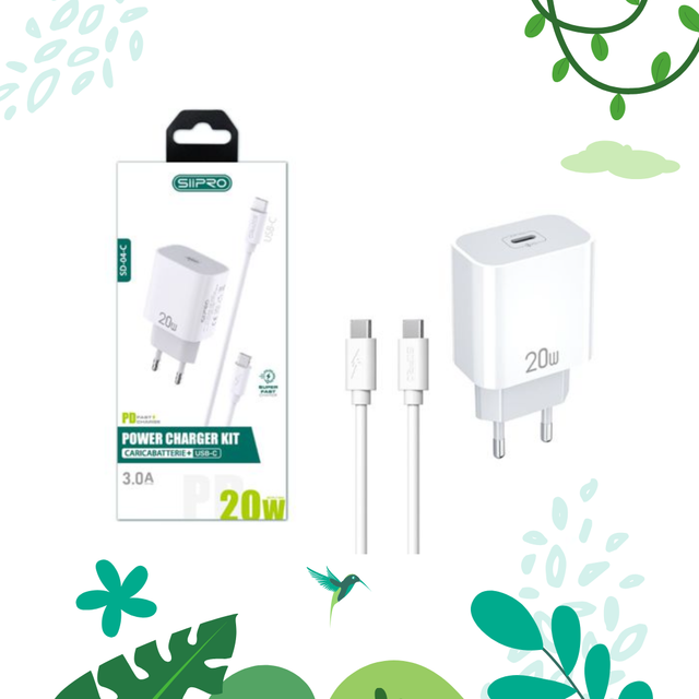 Alimentatore usb C 20w + cavo